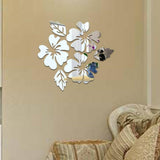 3D Acrylic Hexagonal Flower Pattern Mirrored Wall Sticker | Home Decor | Wall Decal Art DIY Decoration Silver/Gold