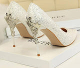 Sequin Glittering | Shiny Thin Pointed Toe Decorated High Heels