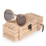 Women's Oval UV400 Polarized Wood Sunglasses in Wooden Gift Box