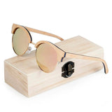 Women's Wooden Oval Polarized Sunglasses W/ Wooden Gift Box