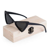 Women's Cat Eye Wooden UV400 Polarized Sunglasses with Wooden Gift Box