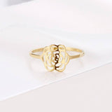 Thin Abstract Flower Shaped Stainless Steel Ring For Women - Kalsord
