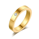 Simple Cubic Zircon Fashion Jewelry Stainless Steel Ring For Women- Gold/Silver