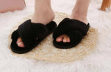 Winter Women's Warm Faux Fur Home Slip On Slippers/Slides- Black Pink Grey - Kalsord