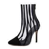 Stripes Transparent | Clear Boots Sandals Thin Pointed Toe High Heels Shoe