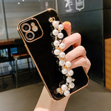 #1 Cute Pearl Chain Hand Strap Phone Case For iPhone