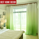 Green | Yellow Gradient Colored Window Curtains For Living Room | Bedroom | Kitchen Tulle Curtains - Kalsord