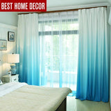 Blue | Grey Gradient Colored Window Curtains For Living Room | Bedroom | Kitchen Tulle Curtains