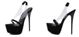 Clear Back strap Sandals 16CM Heels Snake Print Peep Toe Platform High Heel Stilettos | Shoes - Kalsord