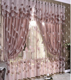 Brownish Luxury Modern Leaf Designer Window Tulle | Curtain For Living Room Bedroom Kitchen
