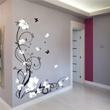 Large Butterfly | Vine | Flower Vinyl Removable Wall Sticker Tree Wall Art Decals Mural for Living room Bedroom Home Decor