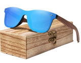Polarized Walnut Wooden Frame UV400 Colorful Mirror Shades Sunglasses w/ Gift Box- 6 Colors
