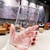 Clear Colorful Star Bling Glitter Phone Case For iPhone X XS Max XR X 6 6S 7 8 Plus