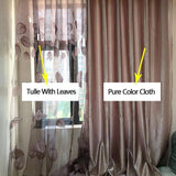 Pinkish Mauve Luxury Modern Leaf Designer Window Tulle | Curtain For Living Room Bedroom Kitchen