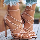 Strappy Thin Platform Gladiator Sandal High Heeled Shoe | Stiletto - Kalsord