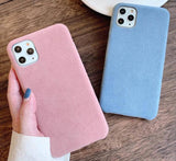 Plush Solid Color Phone Case For iPhone 11 Pro Max X XR Xs Max Furry Cloth Soft PU Back Cover For iPhone 6 6s 7 8 Plus