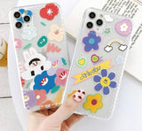 Colorful Cartoonish Transparent Flower Phone Case For iPhone SE 2020 11 Pro Max X XS XR Xs Max 7 8 Plus