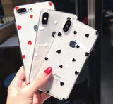 Transparent Hearts Silicon Case For iPhone 6 S 7 8 Plus XS Max XR X