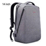 Backpack w/ USB Port & Laptop Pocket- Black grey, Grey