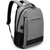 Men's Fashionable 15.6in Travel Backpack w/ USB Port & Laptop Pocket- Black Grey, Grey