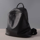 Women's Black Genuine Leather Vintage Backpack For Travel | School