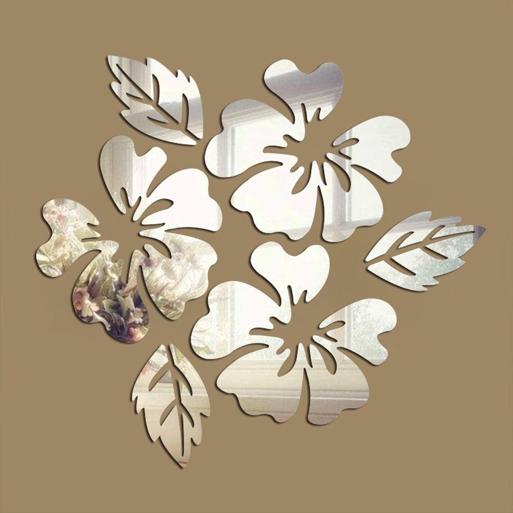3D Acrylic Hexagonal Flower Pattern Mirrored Wall Sticker | Home Decor | Wall Decal Art DIY Decoration Silver/Gold - Kalsord