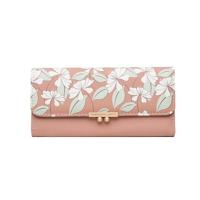 Women's PU Wallet | Card Case | Purse Floral Design- Blue, Pink, Black - Kalsord