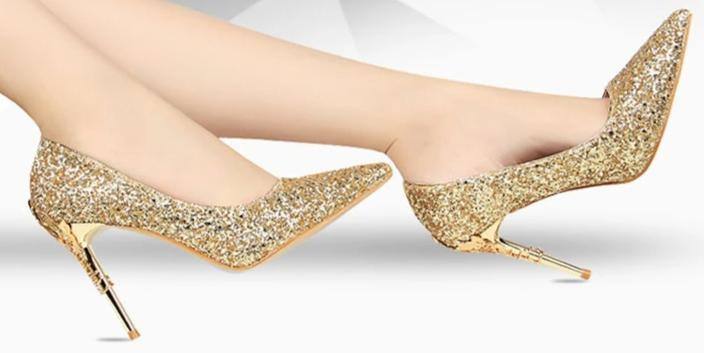 Sequin Glittering | Shiny Thin Pointed Toe Decorated High Heels - Kalsord