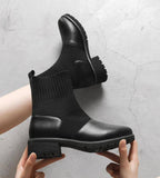 Women's Leather Winter Sock Boots - Kalsord