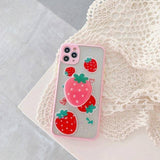 3D Strawberry Glitter Phone Case With Stand Holder/Socket For iPhone