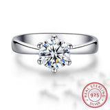 Classic Simplistic Diamond Crystal Real Sterling 925 Silver Ring For Women - Kalsord