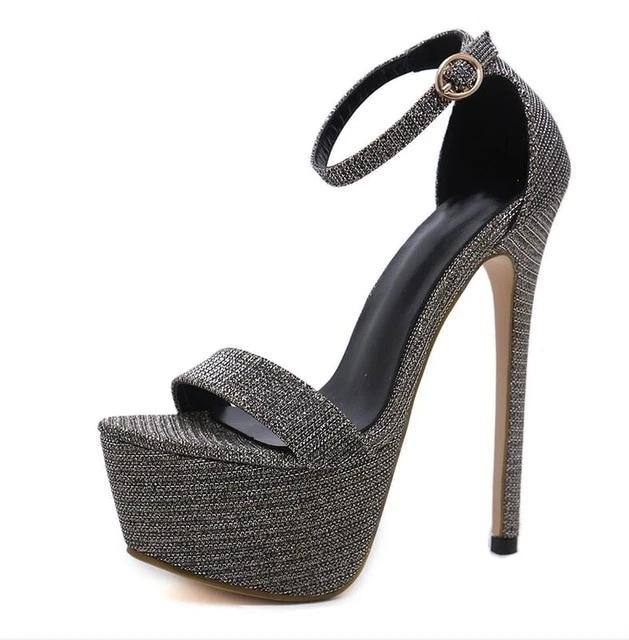 Sequin Thick Platform High Heels Sandals | Pumps - Kalsord