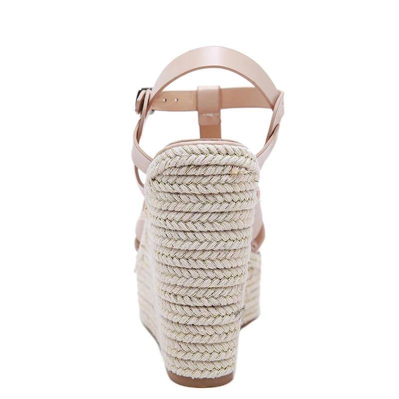 Casual Summer Women's Open Toe Super High Thick Wedge Sandals - Kalsord