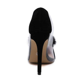 Fluffy Clear | Transparent Slip-On Thin Pointed Heel High | Pump - Kalsord