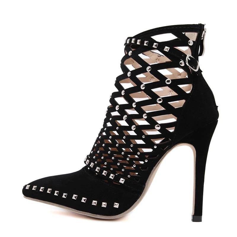 Women's Gladiator Caged Ankle Boots Stiletto High Heels Bootie – Kalsord