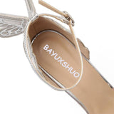 Women's Butterfly Bowknot Open-Toed High Heeled Sandals - Kalsord