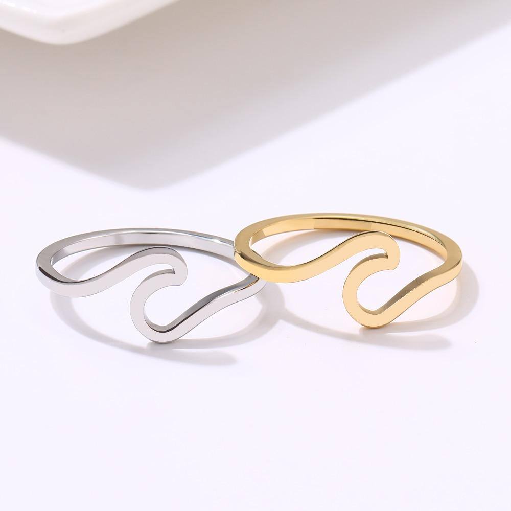 Minimalist Wave Gold/Silver Wave Ring for Women - Kalsord