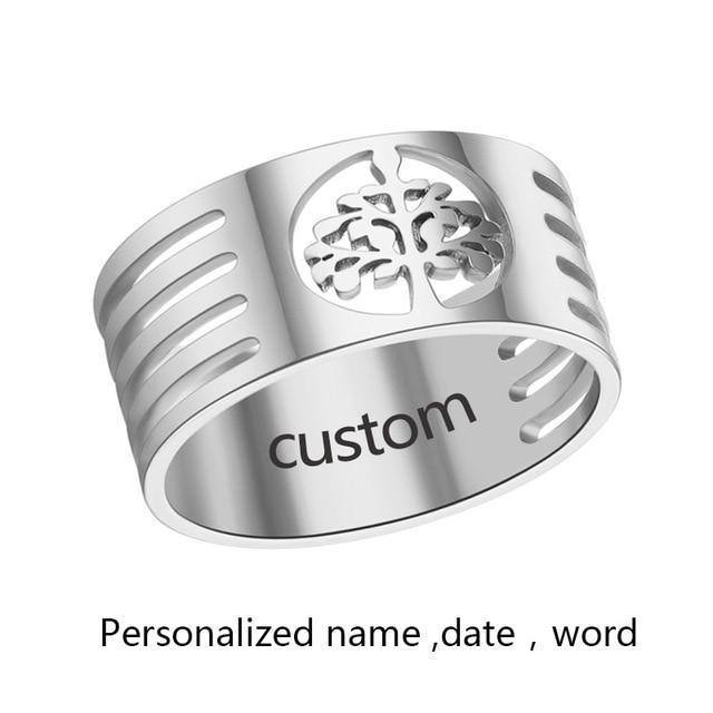 Custom/Personalized Tree/Leaf Design Gold/Silver Ring - Kalsord