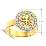 Crystal Carving Geometric Flower Ring For Women | Custom/Personalized Jewelry Gift - Kalsord