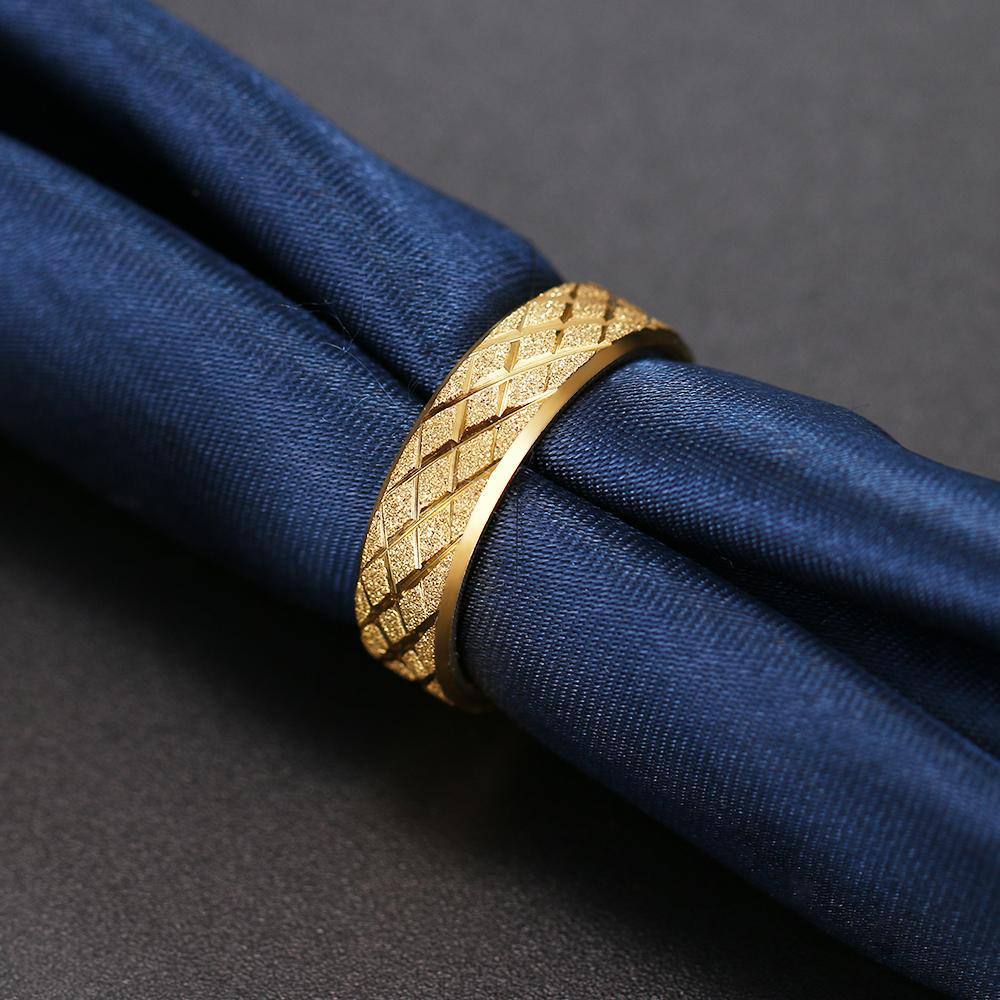 Matte Geometric Design Golden Ring For Women - Kalsord
