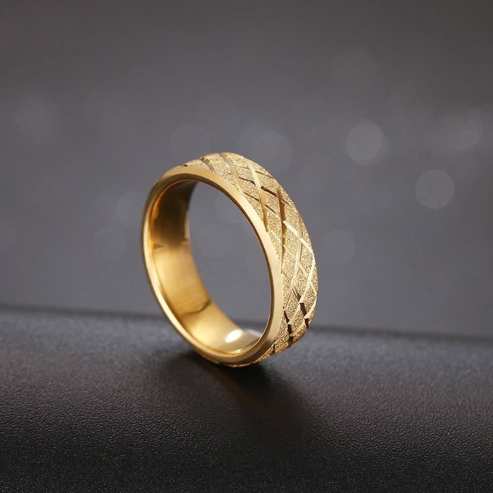 Matte Geometric Design Golden Ring For Women - Kalsord