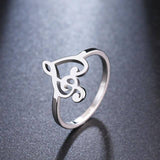 Abstract Music Note/Heart Golden/Silver Ring For Female - Kalsord