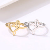 Abstract Music Note/Heart Golden/Silver Ring For Female - Kalsord