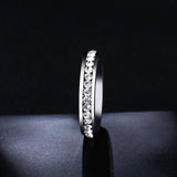 Silver Zircon Crystal Carved 4mm Ring For Women - Kalsord