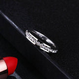 Silver Zircon Crystal Carved 4mm Ring For Women - Kalsord