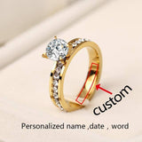 Personalized/Custom Zircon Crystal Ring For Women- Gold/Silver - Kalsord