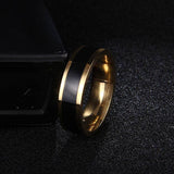 Exquisite Black Stripe Ring For Women- Silver/Gold - Kalsord