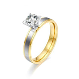 Shiny Golden Polished Zircon Couple Pair Rings For Men/Women
