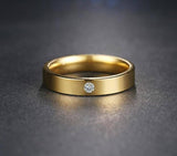 Simple Cubic Zircon Fashion Jewelry Stainless Steel Ring For Women- Gold/Silver - Kalsord