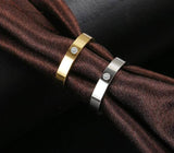 Simple Cubic Zircon Fashion Jewelry Stainless Steel Ring For Women- Gold/Silver - Kalsord